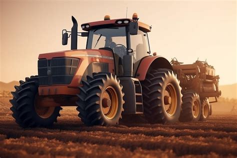 Agricultor En Tractor Preparando Tierra Con Cultivador De Semillero Al