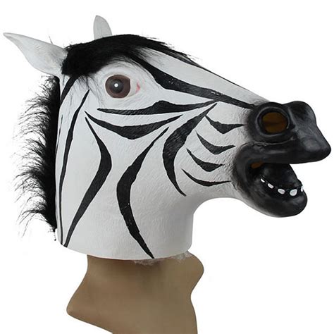 Funny Zebra Latex Head Mask Animal Cosplay For Halloween Costume