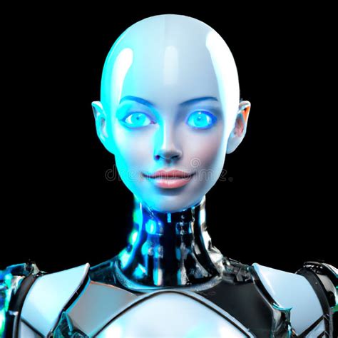 Humanoid Cyber Girl With A Neural Network Thinks Artificial