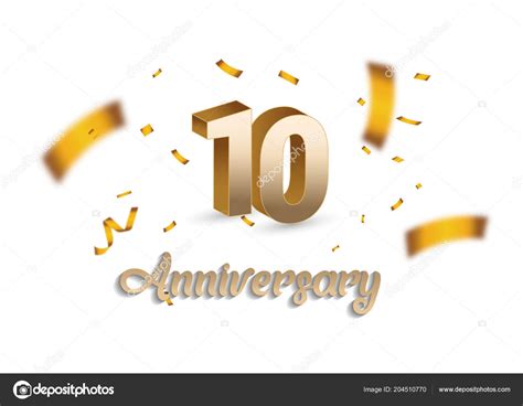 Anniversary Golden Sign Confetti White Background Vector Illustration Stock Vector Image By