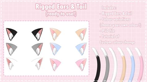 Rigged Cat Ears And Tail For Live2d Vtuber Facerig Anime Character Models Мастерская Vtuber Руру