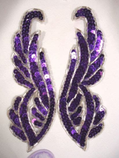 Purple Sequin Beaded Applique Mirror Pair