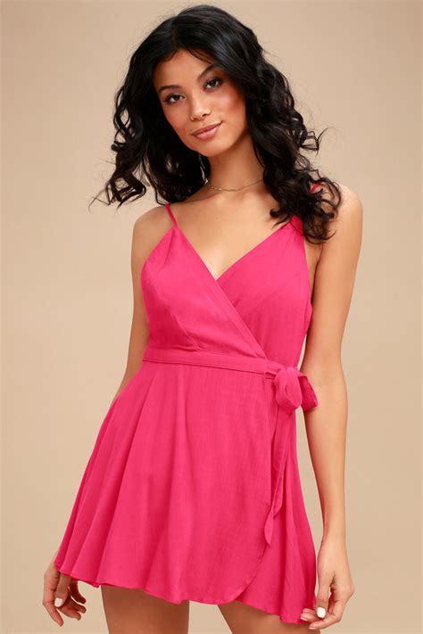 Cute Fuchsia Dress Skort Dress Pink Romper Lulus