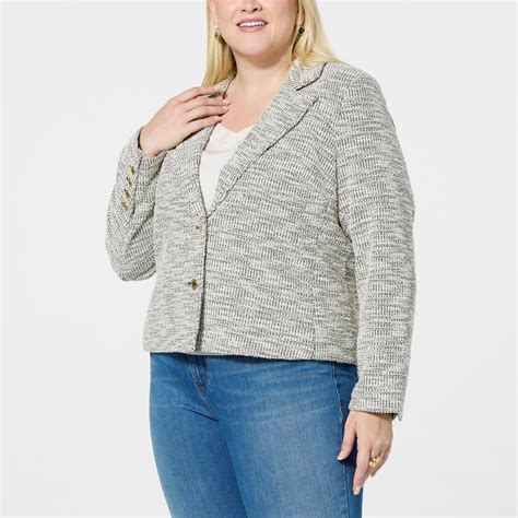 G By Giuliana Black Label Metallic Tweed Cropped Blazer 22181893 HSN