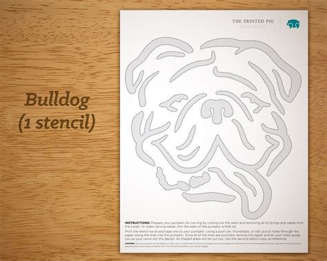 Printable Pumpkin Carving Pattern English Bulldog Etsy