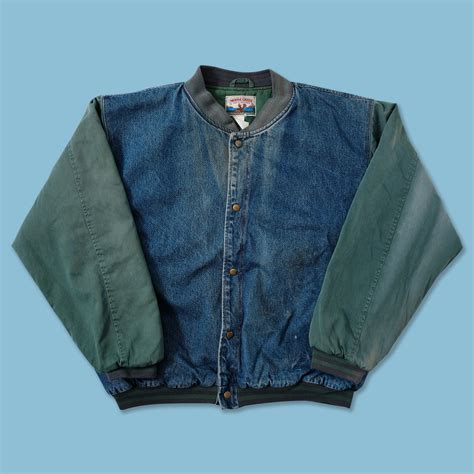 Vintage Denim Varsity Jacket Xlarge Double Double Vintage