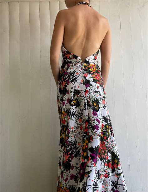 Vintage Backless Floral Maxi Dress Etsy