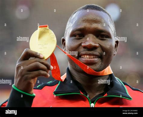 Javelin Gold Medalist Kenyas Julius Yego Celebrates On The Podium At