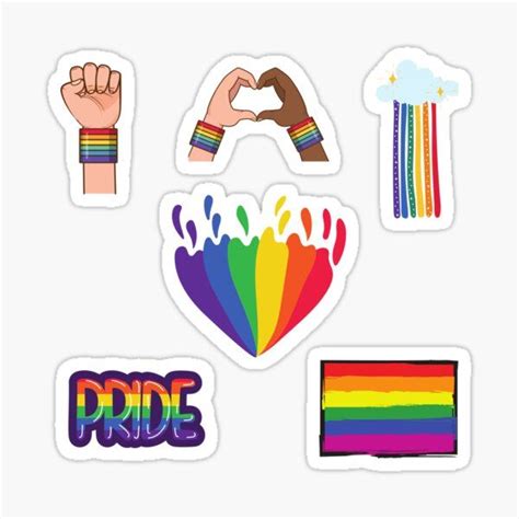 Gay Pride Sticker Pack Rainbow Heart Hands Cloud And Flag Sticker For