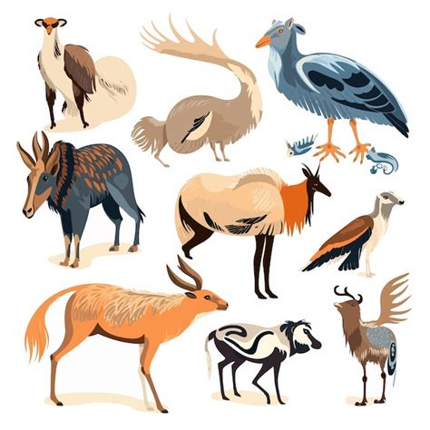 Premium Vector Extinct Species Wild Mammal Animals And Birds