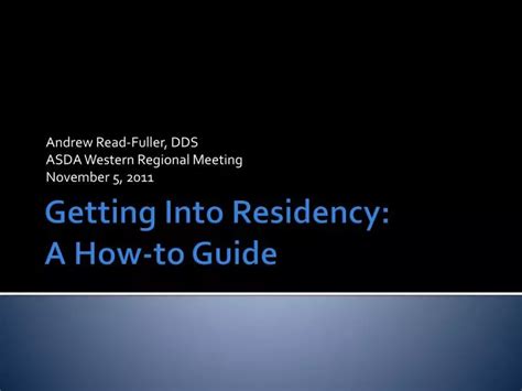 PPT Getting Into Residency A How To Guide PowerPoint Presentation