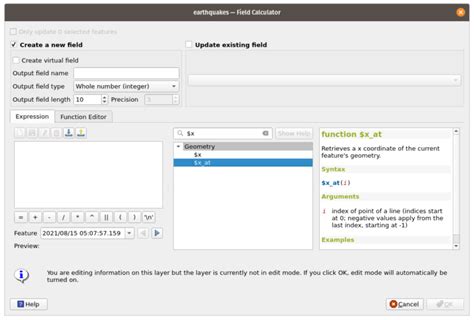 Qgis Adding An X And Y Coordinate To Point Data Using Field Calculator