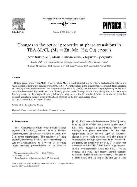 PDF Changes In The Optical Properties At Phase Transitions In