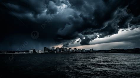 Dark Storm Clouds Over A City Background, Before The Storm, Black ...