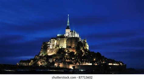 Night View Abbey Mont Saint Michel Stock Photo (Edit Now) 525689926