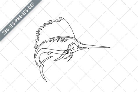 Atlantic Sailfish Line Drawing Svg Illustrator Graphics ~ Creative Market