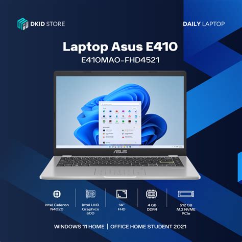 Jual Asus E410mao Fhd4521 Celeron N40204gb512gb Ssd14″ Fhdwin 11