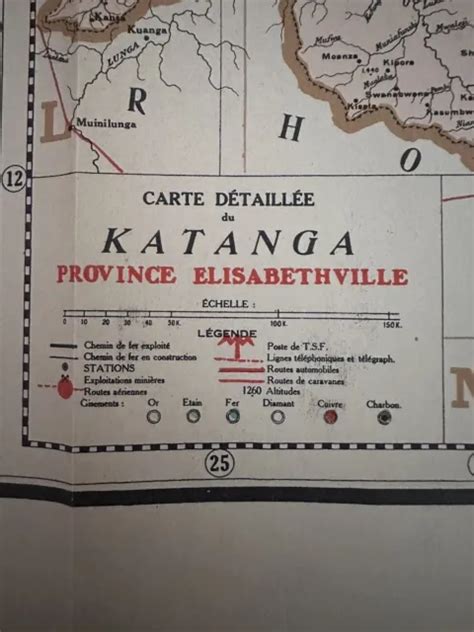 Carte Du Congo Belge Et Des Territoires Du Ruanda Et De Lurundi Eur