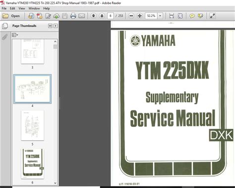 Yamaha Ytm200 Ytm225 Tri 200 225 Atv Shop Manual 1983 1987 Pdf Download Heydownloads