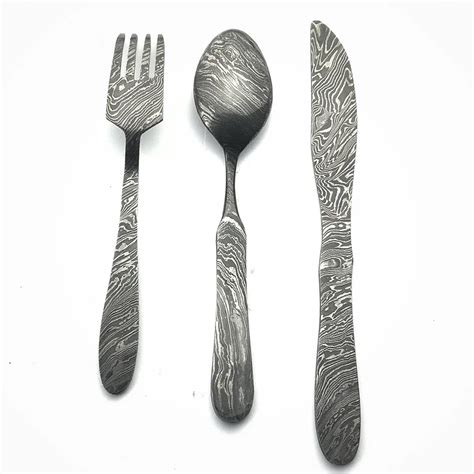 Damascus Steel Cutlery Set 00 Including Spoon,Fork,Table Knife - Buy Cutlery Set,Wazirabad ...