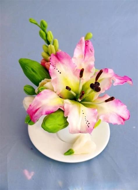 Pink Lily Floral Arrangement Dining Table Home Decor Birthday T