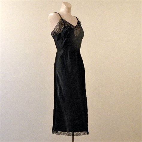 50s Barbizon Black Satin Slip 38b Pretty Sweet Vintage