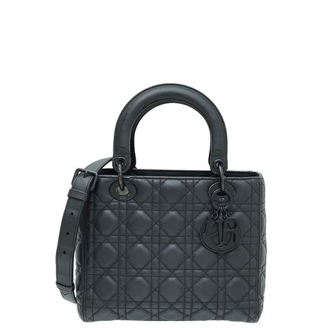 Christian Dior Metallic Black Lady Dior Medium Bag – THE CLOSET