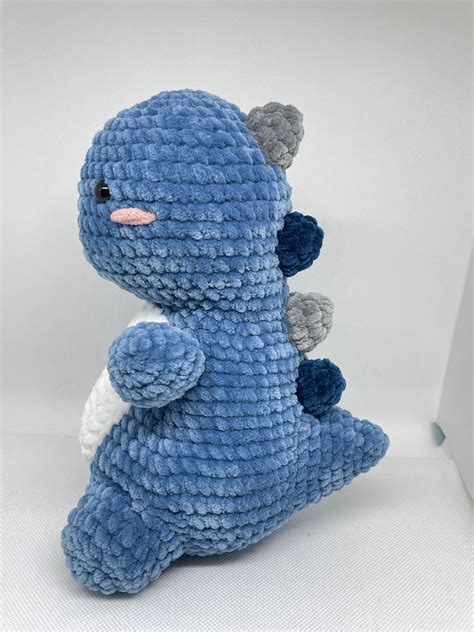 Dino Crochet Amigurumi Blue Soft Toy Cuddly Crochet Dino Plush