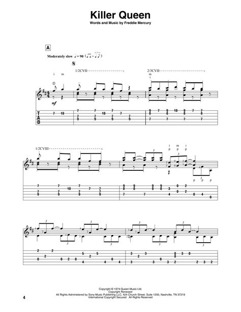 Killer Queen By Queen Sheet Music For Solo Guitar At Sheet Music Direct