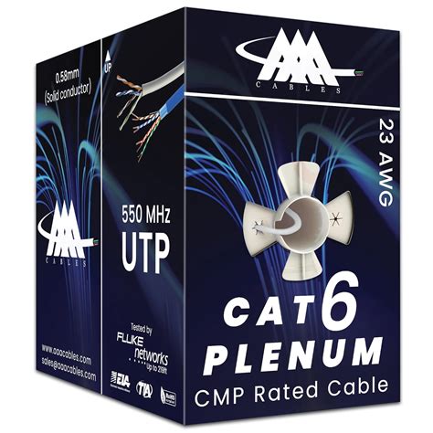 Aaa Cmp Cat6 Plenum Cable 1000ft 058mm Solid Conductor Dtx 1800 Fluke Test Passed 23awg