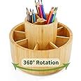 Utoplike Bamboo Rotating Art Supply Desk Organizer Pencil Holder