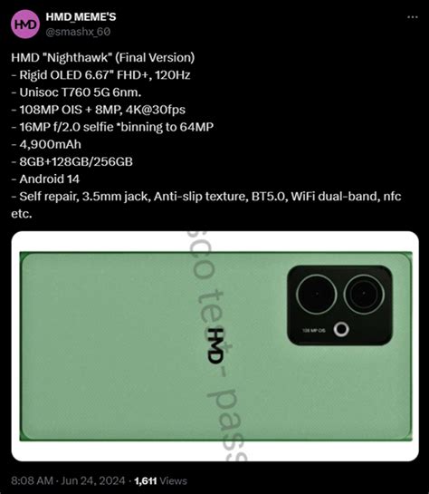 Hmd Nighthawk Detailed Specs Surface Ahead Of Launch