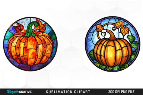 Watercolor Stained Glass Pumpkin Clipart Graphic By Regulrcrative · Creative Fabrica