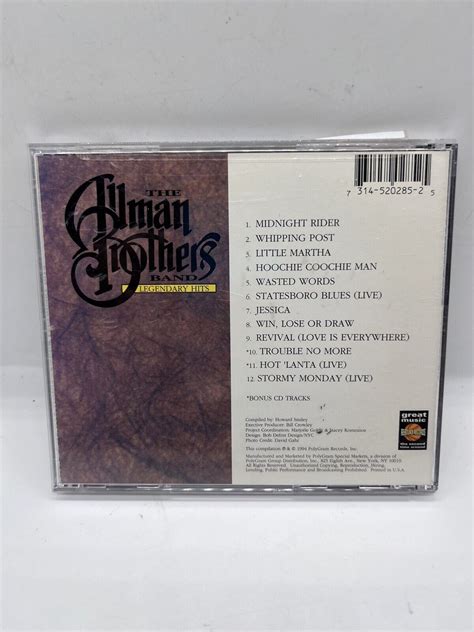 The Allman Brothers Band Legendary Hits Music Cd The Allman