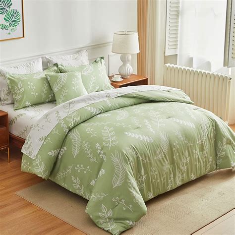 Tasselily Queen Comforter Set Olive Green Comforter With