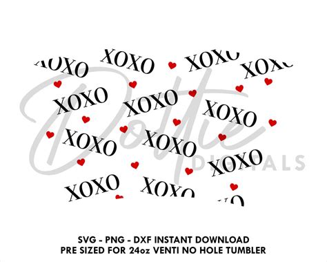 Dottie Digitals Chic Xoxo Cold Cup No Logo No Hole Svg Png Dxf No Gap Starbucks Valentines