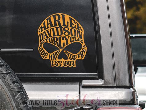 Harley Davidson Skull Decal Biker Logo Decal Bike Etsy