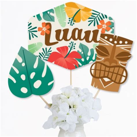 Big Dot Of Happiness Tropical Luau Hawaiian Beach Party Centerpiece Stick Table Toppers 15 Ct