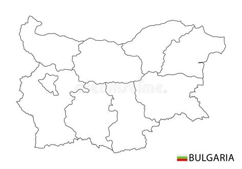 Bulgaria Map Black And White Detailed Outline Regions Of The Country