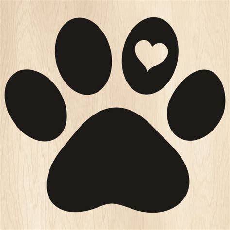 Paw Heart Shape Svg Paw Print Heart Png Paw Print Vector File Png