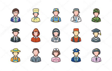 People Occupations Icons Set Eps Stock Illustration By Wenchiawang