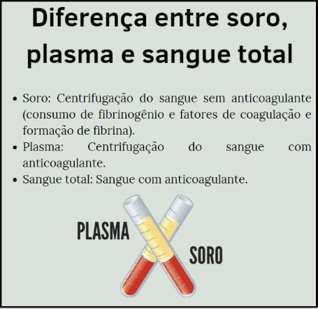 Diferen A Entre Soro Plasma E Sangue Total Analise Clinica