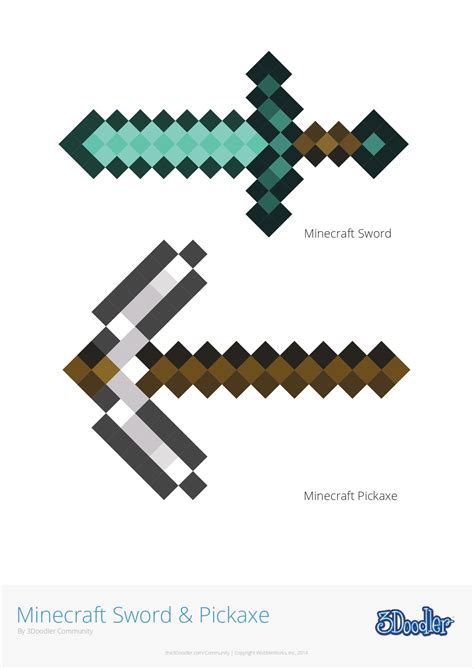 Minecraft Pickaxe And Sword Papercraft