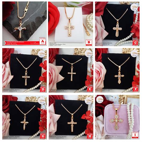 Jual XLT 024 Kalung Salib Yesus Kristus Permata Zirkon Perhiasan