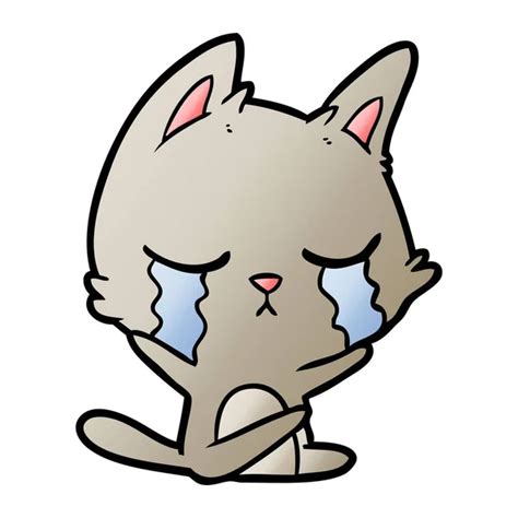 Vector Illustration Crying Cartoon Cat Stock Vector By Lineartestpilot