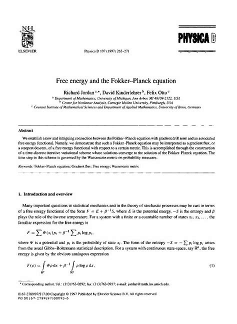 Pdf Free Energy And The Fokker Planck Equation Dokumen Tips