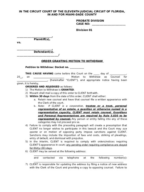 Order Motion To Withdraw Doc Template PdfFiller