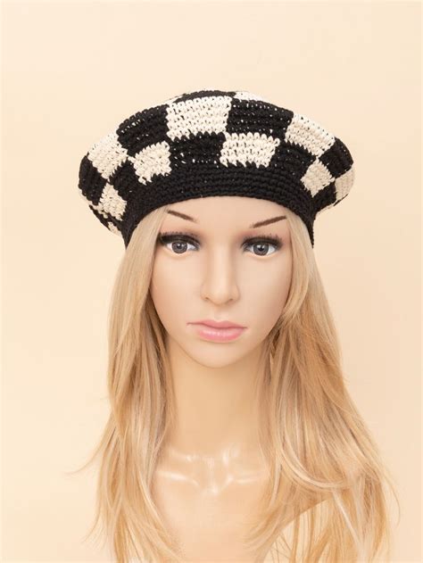 Multicolor Casual Cotton Plaid Beret Embellished Women Accessories