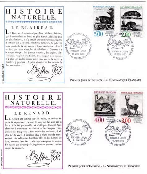 Fdc Enveloppes Er Jour Animaux De L Histoire Naturelle