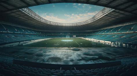 Premium AI Image | A stadium with a blue sky and clouds